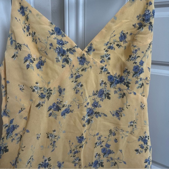 REFORMATION YELLOW/BLUE FLORAL PRINT SLEEVELESS MINI DRESS SIZE XS - Picture 3 of 6